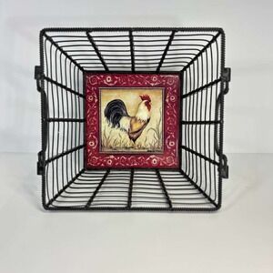 Rooster Chicken Wire Basket Hot Plate Home Farm Country‎ Decor 9x9x6